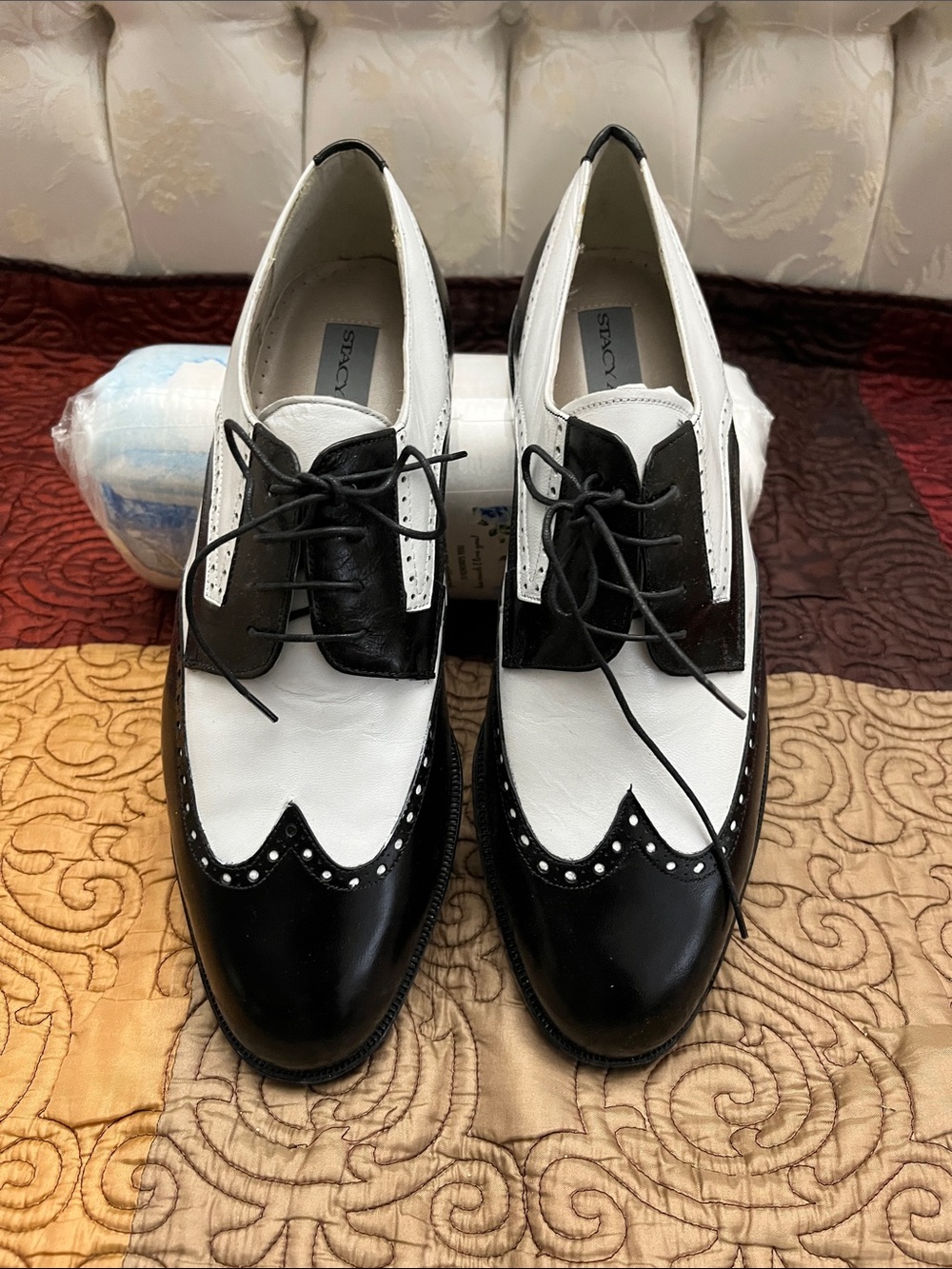 Stacy Adams Black and White Two-Tone Wingtip Oxfords NWOT